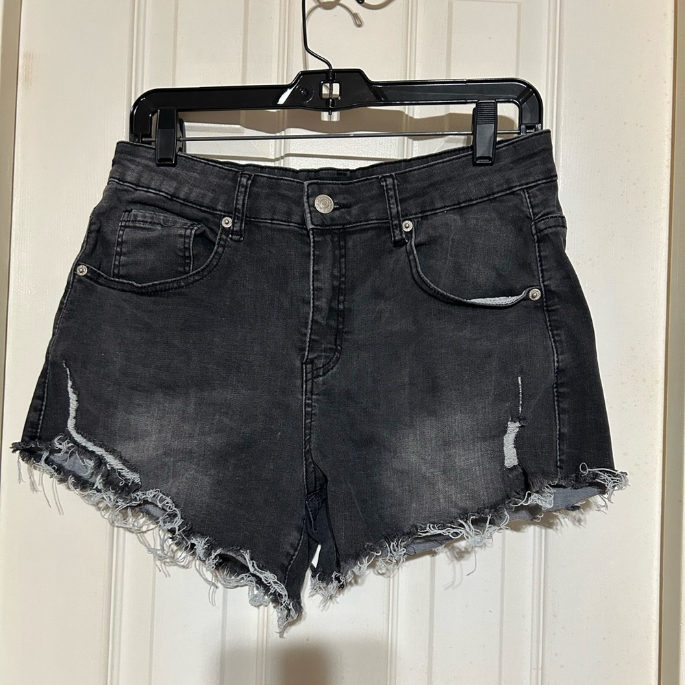 Akira Black Denim Cutoff Shorts